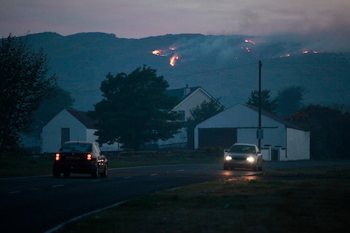 Slieve Gullion on fire tonight. Picture: Columba O'Hare.